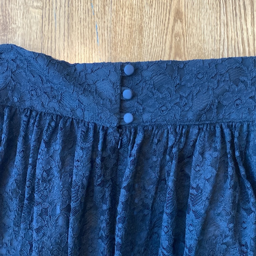 Laura Ashley midi black lace lined high waist skirt vintage dark academia 12 L - Picture 6 of 12
